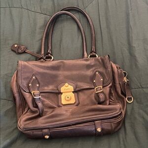 Dolce & Gabbana Leather Satchel Handbag with Brass Hardware